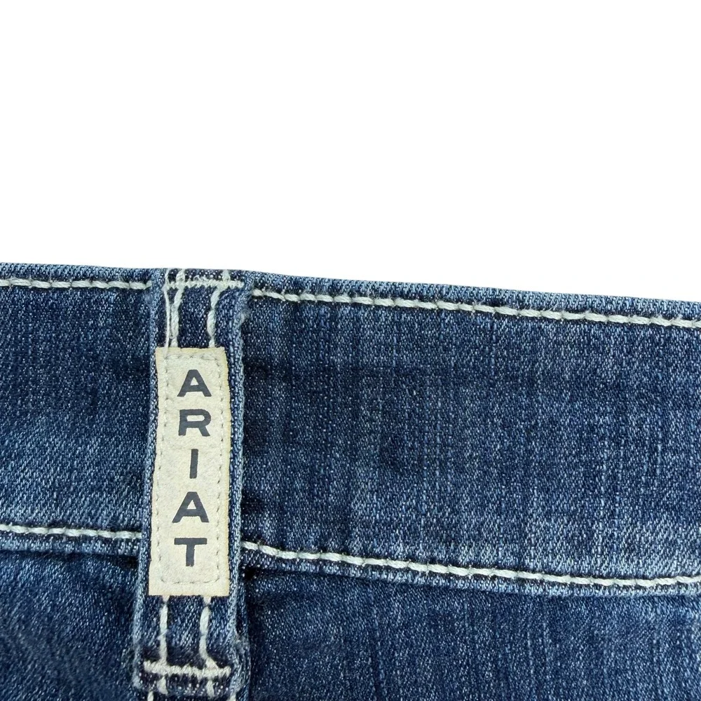 Ariat Womens Jeans 24WR REAL Bootcut Blue Cotton Blend Mid Rise Thick Stitch